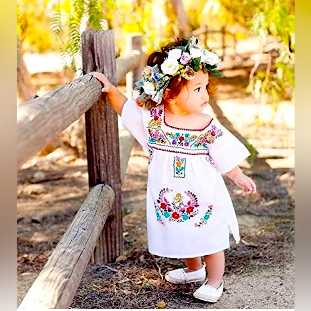Traditional Mexican dress embroidered dress